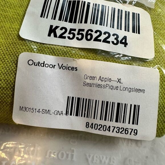 NWT Outdoor Voices Men’s Seamless Pique Long Sleeve Shirt - Green Apple Size XL - Picture 5 of 5